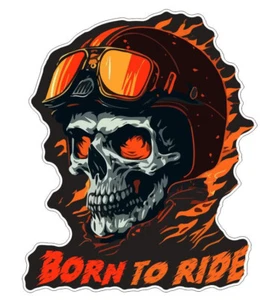 Biker Skull Born To Ride Sticker Stickers A792 - Picture 1 of 1