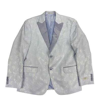 Alfani Mens Slim Fit Floral Evening Suit Jacket Light Blue 42S - Image 1 of 4