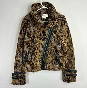 Marrakech Anthropologie Coat Women's Tiger Striped Lined Belted Jacket size L - Picture 1 of 8