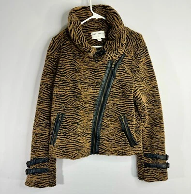 Marrakech Anthropologie Coat Women's Tiger Striped Lined Belted Jacket size L - Image 1 of 4