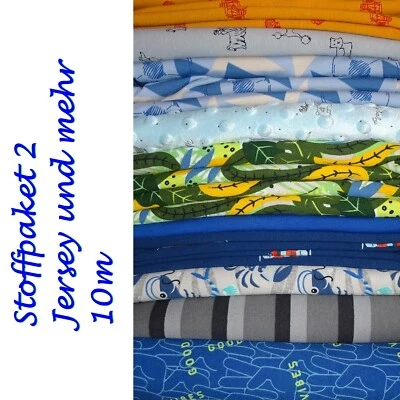 Großes Stoffpaket Jersey Sweat Panel Softshell Lagerräumung blau grau Jungen - Bild 1 von 3