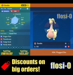 6IV Shiny Goodra Pokemon Scarlatto e Viola - Foto 1 di 1