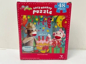 New ! Birthday Sock Monkey 48 Piece Puzzle Jungle Cake 50 Gift Butterfly Garden - Picture 1 of 9