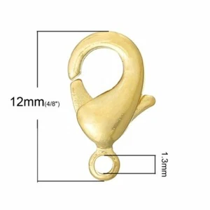 10 piezas. Broches de langosta chapados en oro 18K - 12 mm x 7 mm - broches de garra - Imagen 1 de 3