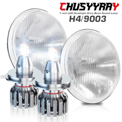 For Ford Fairlane 1955 1956 1957 2PC 130W 7inch Round LED Headlights HI/LO Bulbs - Image 1 of 4