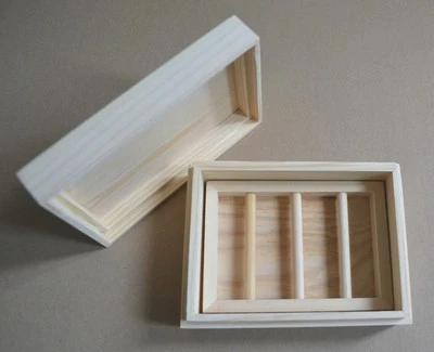 Caja de madera natural 4 piezas jabonero estuche artesanal herramientas pasador soporte ahorrador Foto 1 de 4