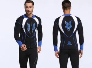 Herren 3mm Neopren Tauchen Tops Jacke Schwimmen Surfen Langarm Reißverschluss Tauchmantel - Bild 1 von 11
