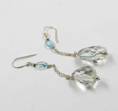 Orecchini di compleanno fatti a mano pendenti a goccia in argento sterling 92... - Immagine 1 di 3