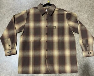 Camisa de franela a cuadros de manga larga FB County marrón tostado - Imagen 1 de 1