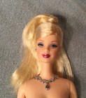 NEW NUDE 2002 BARBIE DOLL ROOTED EYELASHES BLONDE NECKLACE EARRINGS OOAK READ