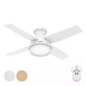 Hunter Dempsey 44 Inch White Indoor Ceiling Fan with LED Light and Remote - Picture 1 of 3