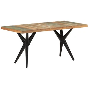 Tidyard Dining Table Reclaimed Wood Tabletop -Coated Steel Legs Industrial Q0R8 - Picture 1 of 11