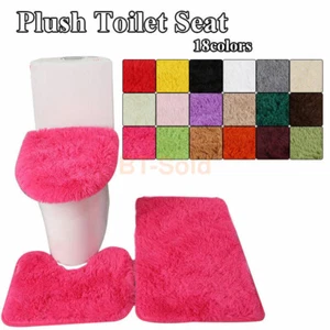 3-teiliges Badezimmer Rutschfest Teppich Set Sockel Teppich + Deckel WC Sitzbezug + Badematte Unterlage - Bild 1 von 40