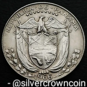 Panama 1/4  Balboa 1966. KM#11.2a. Quarter Dollar Coin. Coat Of Arms 25 Cents. D - Picture 1 of 7