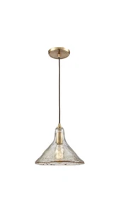 ELK LIGHTING 10486/1 Hand Formed Glass Mini-Pendant Satin Brass - Picture 1 of 9