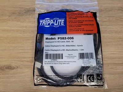 Adaptador de cable A/V Tripp Lite P582-006 DisplayPort a HDMI 6 pies (1,9 m) macho/macho Foto 1 de 4