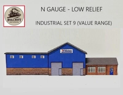 RAILCRAFT CREATIONS N Gauge Industrial Set 9 Scenery Buildings Low Relief Diorama Suit Peco