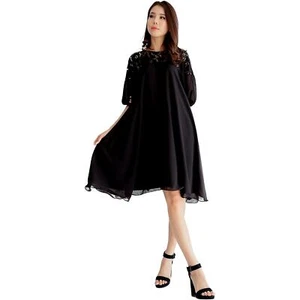 Jolie Clothing Women's Black Embroidered One Size Lace Embroidered Caryn Dress - Picture 1 of 9