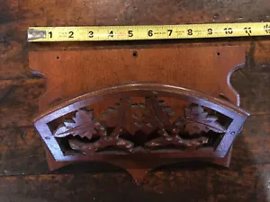 Antique Victorian Carved Leaf Wood hanging Shelf Mail Holder Wall 10 3/4” X 7” - Picture 1 of 3