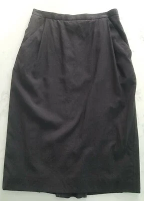 Jaeger Mujer Lana Gris Oscuro Falda Bolsillos Laterales Pliegue Trasero EE. UU. Talla 8 Foto 1 de 4