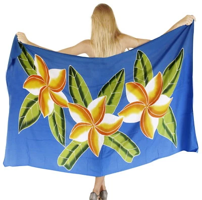 LA LEELA Women's Swimwear Cover Up Beach Sarong Swimsuit Wrap 78"x43" Blue_U774 - Image 1 of 3