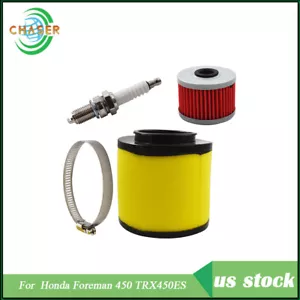 Air Oil Filter Spark Plug Kit For Honda Foreman 400 4x4 TRX400FW 1995-2003 - Bild 1 von 14