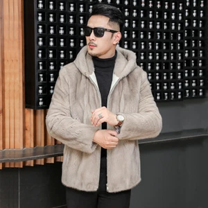 Men's Velvet Hooded Jacket Casual Faux Fur Warm Coat Thickened Mink Windbreaker - Picture 1 of 21