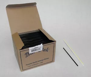 1000 Stück 5,5 Zoll SCHWARZE STROHHALME schmal Sip 'n Rührer Swizzle Cocktailrührer - Bild 1 von 2
