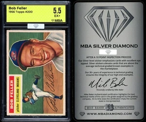 1956 Topps #200 Bob Feller MBA 5,5 ARGENTO DIAMANTE CENTRATO ALTO FASCINO VISIVO - Foto 1 di 3