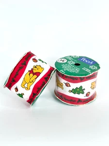 NEW Vintage Winnie the Pooh Christmas Ribbon Gift Wrapping 2000 2- 2.25"x3 yards - Picture 1 of 4
