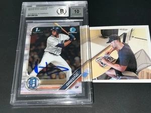 Riley Greene Tigers SIGNED 2019 1st BOWMAN Chrome Beckett 10 Auto BAS - - Foto 1 di 1