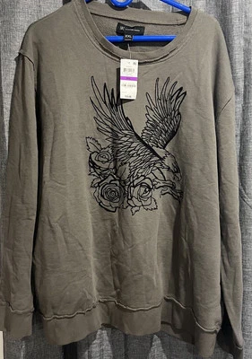 INC Unisex Sudadera Bordada Águila/Rosa Estilo Deshilachado 2XL Gris Nueva con Etiquetas Foto 1 de 4