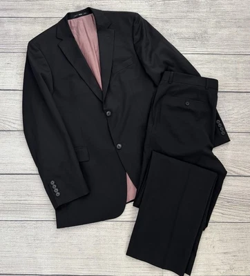 HUGO BOSS PASOLINI/MOVIE Mens Black Super 100 Wool 40L Blazer 34x34 Pant Suit - image 1 of 4