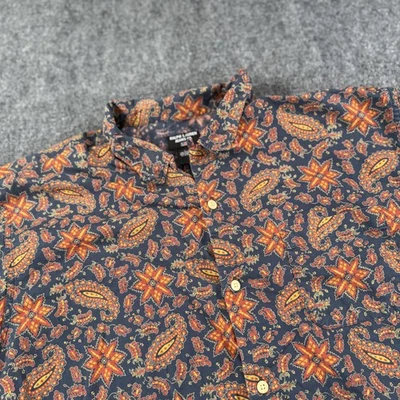Ralph Lauren 牛仔裤 Co 衬衫男式大号佩斯利花卉纽扣复古 90 年代 Y2K — 第 1/4 张图片