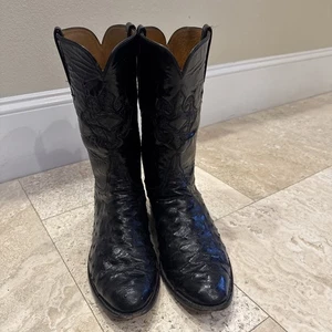 Men Cowboy Western Boot Handmade Lucchese Classic Full Quill Ostrich Size 15 - Picture 1 of 20