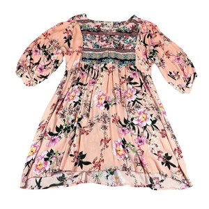Umgee Kleid Damen Medium Boho Bauernärmel Blumen Viskose Preppy Sommer - Bild 1 von 9