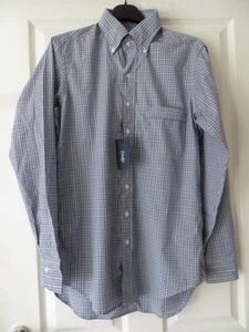 DRAKE'S BLUE CHECKED BUTTON DOWN COLLAR SHIRT SIZE 15.5 NEW WITH TAG - Picture 1 of 4