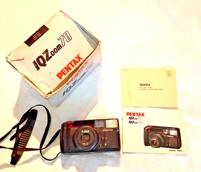 Pentax IQ Zoom 70-R 35mm Point-and-Shoot Film Camera W/ Strap, Box, Instructions - Image 1 of 4