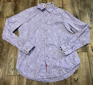 Robert Graham Shirt Button Down Purple Paisley Small Classic Fit Mens - Picture 1 of 5