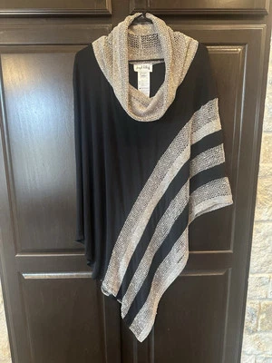 Poncho suéter envolvente Joseph Ribkoff negro y topo para mujer talla L/XL USADO EN EXCELENTE ESTADO Foto 1 de 4