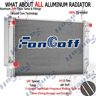 4 Row Aluminum Radiator For Jaguar XJS XJ12 5.3L 6.0L V12 AT 1976-1996 NEW - Image 1 of 4