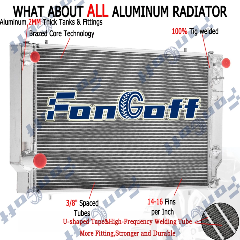 4 Row Aluminum Radiator For 1976-1996 Jaguar XJS XJ12 5.3L 6.0L V12 AT - Image 1 of 4