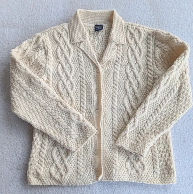 Cárdigan Paul James Mujer M 100% Lana Tejido con Cable Crema Manga Larga Botón *Leer Foto 1 de 4