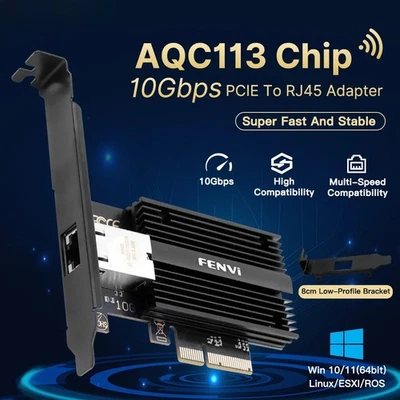 10Gbps Pcie to RJ45 Network Card Marvell AQC113C 1G/2.5G/5G/10Gbps RJ45Interface - Image 1 of 4