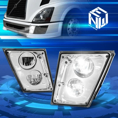 Faros antiniebla LED blancos completos cromados para camiones Volvo VN VNL VNM VNX 03-17 Foto 1 de 4