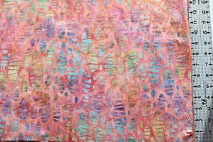 Purple, blue green sliced eggs on pink BATIK cotton quilt fabric FQ Lunn - Picture 1 of 2