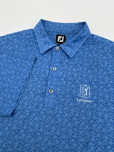 FootJoy Polo Camicia Uomo 2XL Manica Corta Blu Motivo Floreale TPC Las Colinas - Foto 1 di 8