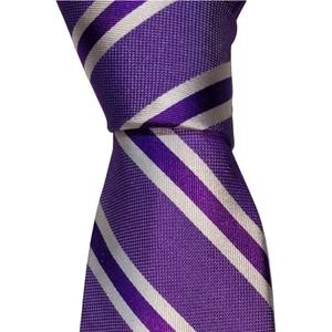 Brooks Brothers Silk Necktie Men's Purple Striped Designer Tie EUC - Picture 1 of 3