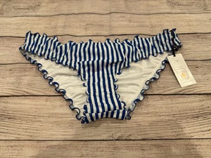 Shade And Shore Badehose M 8-10 geringe Abdeckung freche Rüschen Streifen blau C3 - Bild 1 von 6