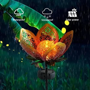 Lámpara Flor de Loto con Energía Solar - Luz Decorativa Impermeable Exterior para Césped - Imagen 1 de 8
